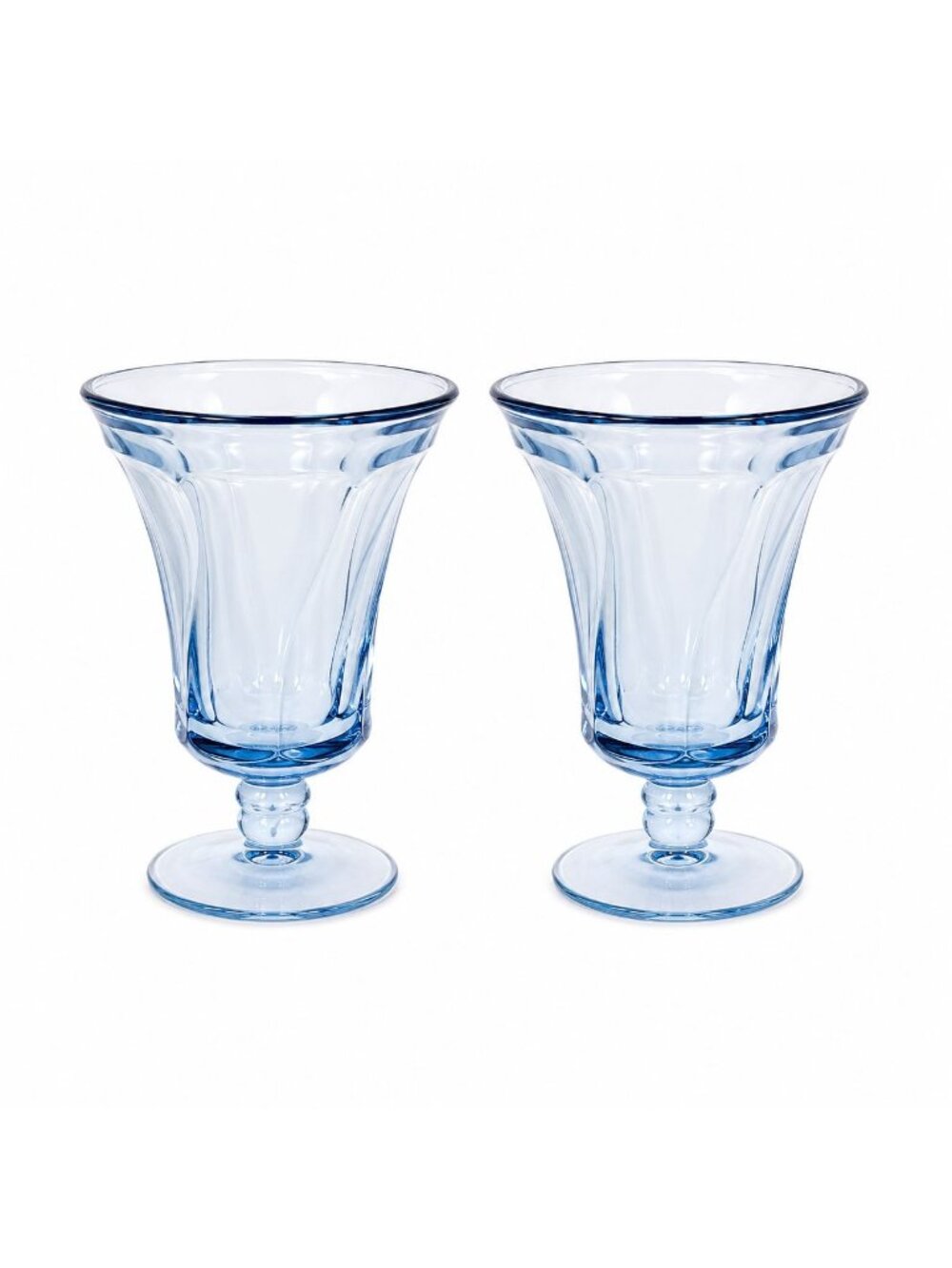 Ice Tea Goblets Set 2 Fostoria Jamestown Light Iced Blue Swirl Vintage Glassware
